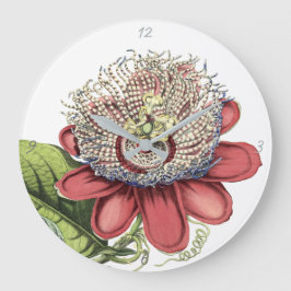 Red Tropical Passionflower Große Wanduhr