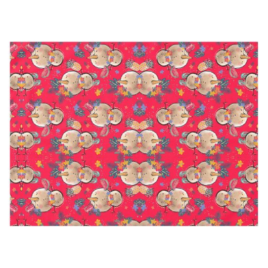 Red Tropical Snowman Tischdecke (Vorderseite (Horizontal))