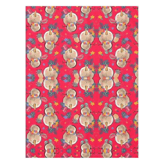 Red Tropical Snowman Tischdecke (Vorderseite)