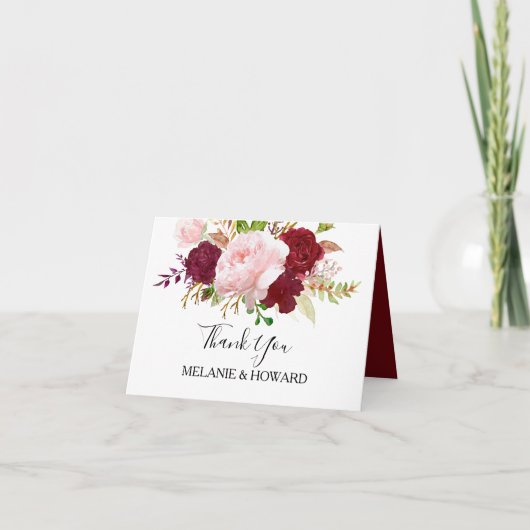 Red Tropical und Romantic Danke Card (Vorderseite)