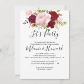 Red Tropical und Romantic Let's Party Einladung (Vorderseite)