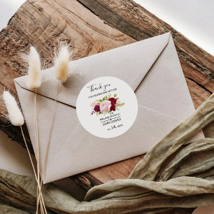 Red Tropical und Romantik Vielen Dank für Ihre Unt Runder Aufkleber