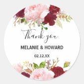 Red Tropical und Romantik Vielen Dank Runder Aufkleber (Vorderseite)