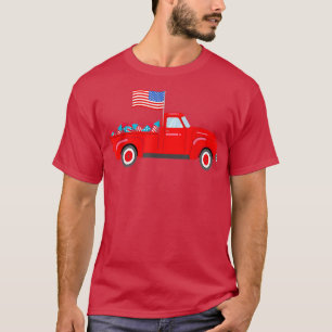 Red Truck 4. Juli American Flag Firework USA T T-Shirt