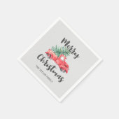 Red Truck and Tree Frohe Weihnachten Party Serviette (Ecke)