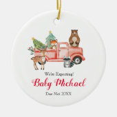 Red Truck Animal erwarten wir Eltern Keramik Ornament (Vorne)
