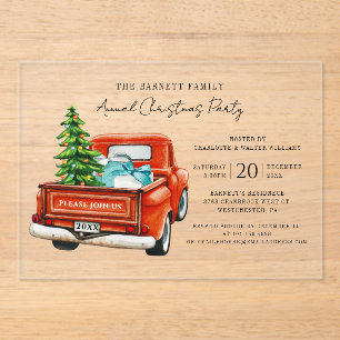 Red Truck Annual Script Weihnachtsfeier Acryleinladungen