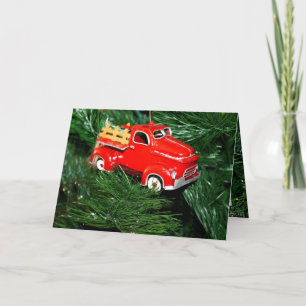 Red Truck auf Weihnachtsbaum Feiertagskarte