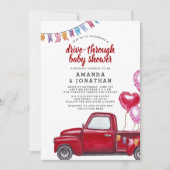 Red Truck & Balloons fahren durch Kinderdusche Einladung (Vorderseite)