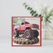 Red Truck Birthday Cake Black Ticks Rocks Karte (Stehend Vorderseite)