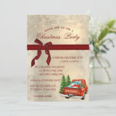 Red Truck Bow, Corporate Christmas Party Einladung (Stehend Vorderseite)