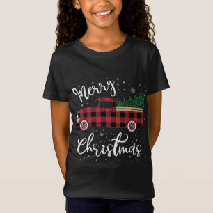 Red Truck Buffalo Kariert Frohe Weihnachten T-Shirt
