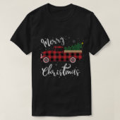 Red Truck Buffalo Kariert Frohe Weihnachten T-Shirt (Design vorne)