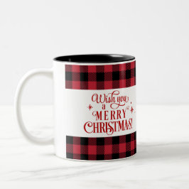 Red Truck Buffalo Kariert Weihnachten Zweifarbige Tasse