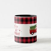 Red Truck Buffalo Kariert Weihnachten Zweifarbige Tasse (Mittel)