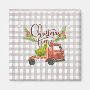 Red Truck Buffalo Karo Weihnachtsmagnet Magnet