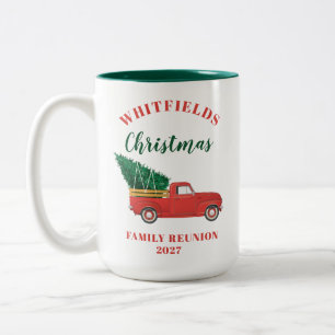 Red Truck Christmas Family Wiedersehen Custom Zweifarbige Tasse
