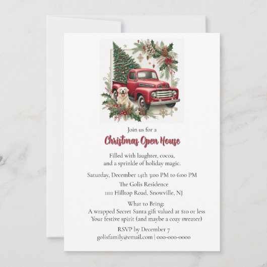 Red Truck Christmas Open House Invitation Einladung (Vorderseite)