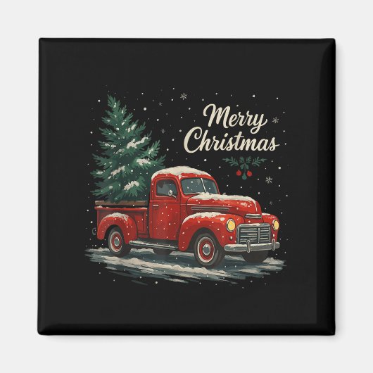 Red Truck Christmas Pajamas Shirt, Xmas Family Mat Magnet (Vorne)