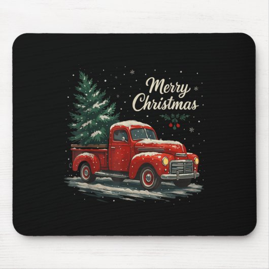 Red Truck Christmas Pajamas Shirt, Xmas Family Mat Mousepad (Vorne)