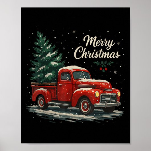 Red Truck Christmas Pajamas Shirt, Xmas Family Mat Poster (Vorne)