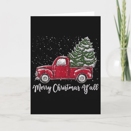 Red Truck Christmas Shirt - Merry Christmas Yall Karte (Vorderseite)