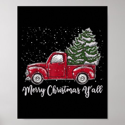 Red Truck Christmas Shirt - Merry Christmas Yall Poster (Vorne)