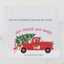 Red Truck Christmas Tree Hunde reiten Weihnachten Karte