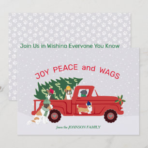 Red Truck Christmas Tree Hunde reiten Weihnachten Karte