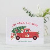 Red Truck Christmas Tree Hunde reiten Weihnachten Karte (Stehend Vorderseite)