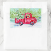 Red Truck Country Weihnachtskleber Rechteckiger Aufkleber (Tasche)
