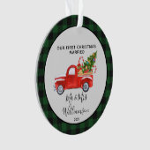 Red Truck Erstes Weihnachtsfest Verheiratet Buffal Ornament (Vorderseite)