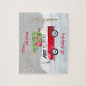 Red Truck Frohe Weihnachten Gray Jigsaw Puzzle (Vertikal)
