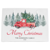 Red Truck Frohe Weihnachten Große Geschenktüte (Vorderseite)