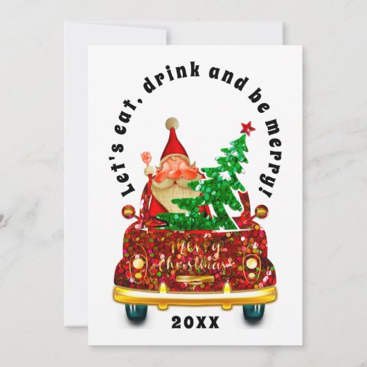 Red Truck Frohe Weihnachts-Brunch Abendessen Santa Einladung (Rückseite)