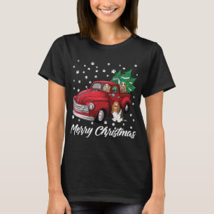 Red Truck Frohe Weihnachtsbaum Basset Hound Christ T-Shirt