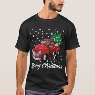 Red Truck Frohe Weihnachtsbaum Boston Terrier Dog T-Shirt