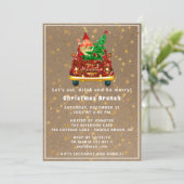 Red Truck Frohe Weihnachtsbaum Brunch Abendessen R Einladung (Stehend Vorderseite)