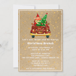 Red Truck Frohe Weihnachtsbaum Brunch Dinner Kraft Einladung