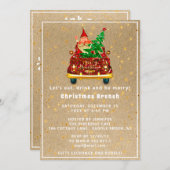 Red Truck Frohe Weihnachtsbaum Brunch Dinner Kraft Einladung (Vorne/Hinten)