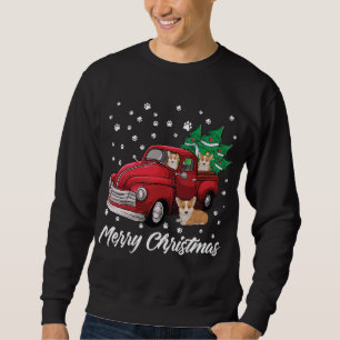 Red Truck Frohe Weihnachtsbaum Corgi Dog Weihnacht Sweatshirt
