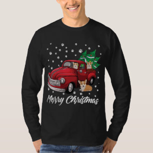 Red Truck Frohe Weihnachtsbaum Corgi Dog Weihnacht T-Shirt