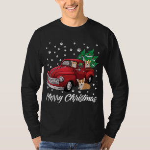 Red Truck Frohe Weihnachtsbaum Corgi Dog Weihnacht T-Shirt