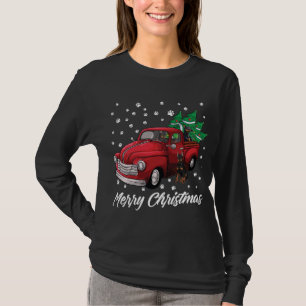 Red Truck Frohe Weihnachtsbaum Doberman Weihnachte T-Shirt