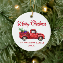 Red Truck Frohe Weihnachtsbaum Geschenke Jahr Keramik Ornament
