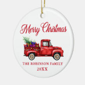 Red Truck Frohe Weihnachtsbaum Geschenke Jahr Keramik Ornament (Links)
