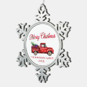 Red Truck Frohe Weihnachtsbaum Geschenke Jahr Schneeflocken Zinn-Ornament (Rechts)