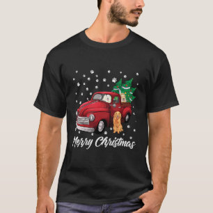 Red Truck Frohe Weihnachtsbaum Golden Retriever Ch T-Shirt