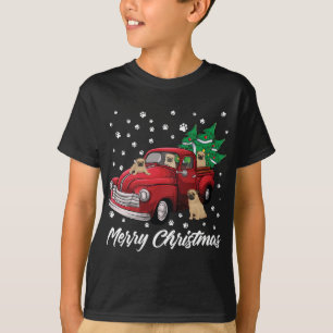 Red Truck Frohe Weihnachtsbaum Mops Weihnachten T-Shirt