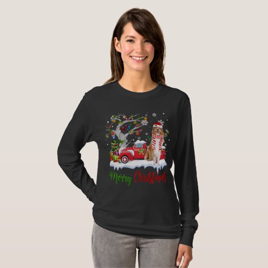 Red Truck Frohe Weihnachtsbaum Rough Collie Pajama T-Shirt (Vorne ganz)